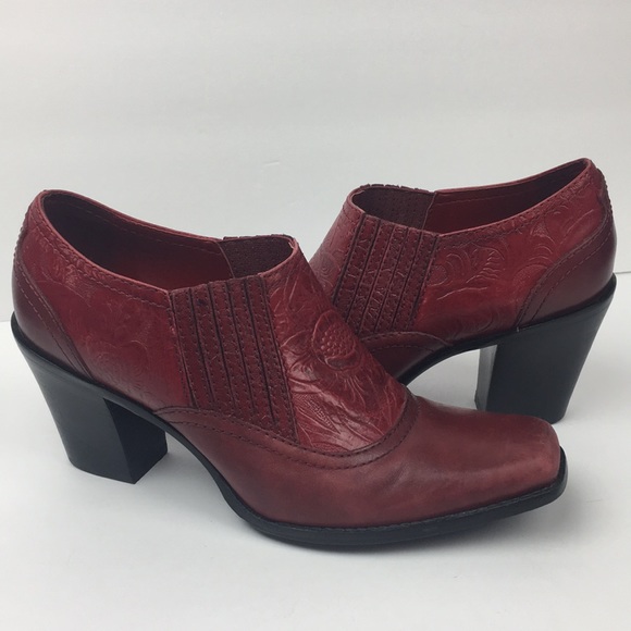 ANTONIO MELANI Shoes - Antonio Melani Red Leather Floral Embossed Boots